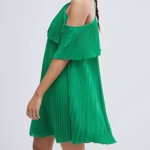 Asos Double Layer Cold Shoulder Pleated Mini Dress